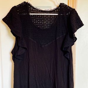 Black torrid top with lace detail, size 2.